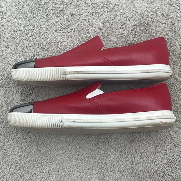 Miu Miu Pointed Metal Cap Toe Skate Red Leather Sneakers Size 10 (40) - Picture 3 of 9